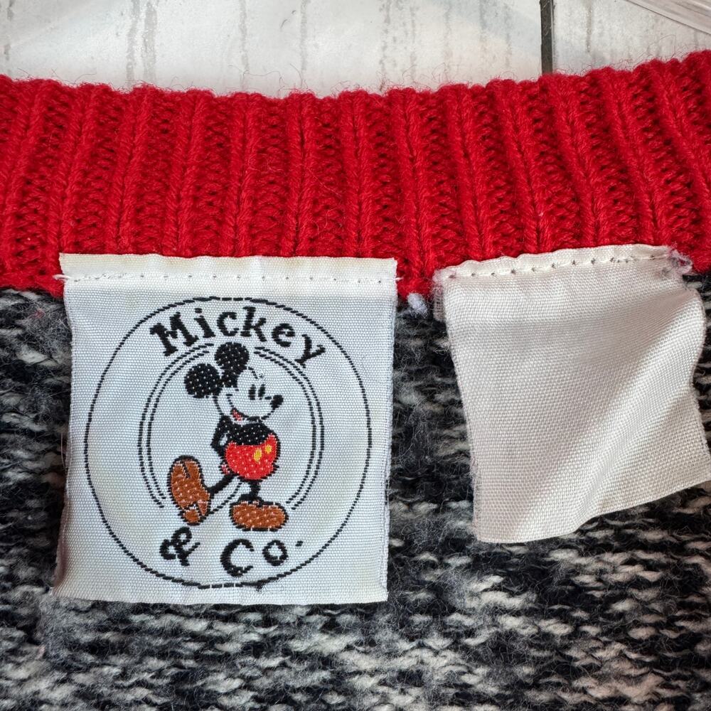 VTG Mickey & Co. Gray Red Mickey Mouse Disney Crewneck Knit Sweater Size Large - Picture 4 of 9